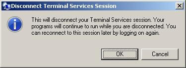 Disconnecting from remote desktop session