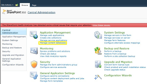 SharePoint 2010 Central Administrator