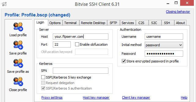 Bitvise SSH client setup