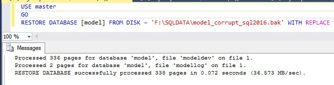 Restore SQL Server Model Database