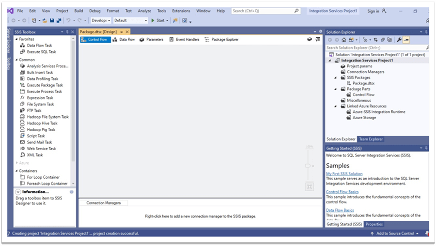 Start Building SQL Server Integration Services Projects in Visual Studio Community 2019 Edition
