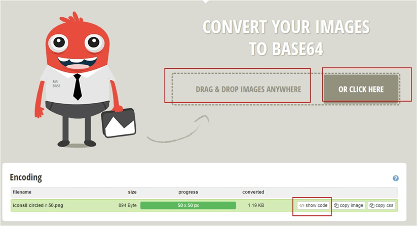 Snapshot showing how to convert images to base64.