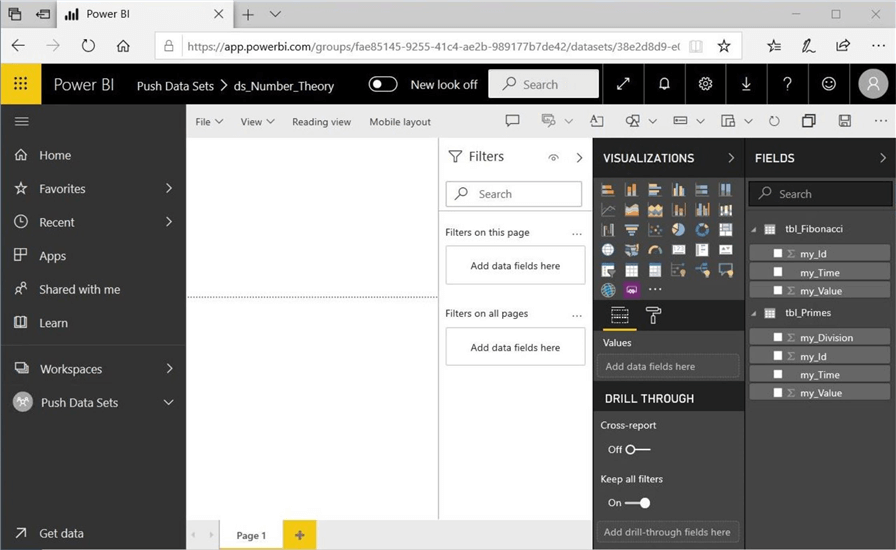 Manage Power BI Datasets - Two new empty tables inside the dataset