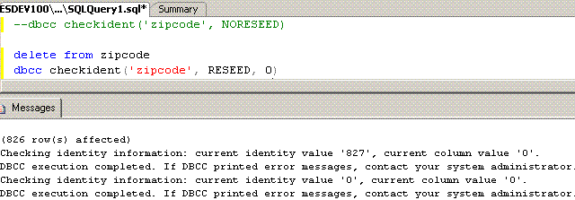 DBCC CHECKIDENT with RESEED