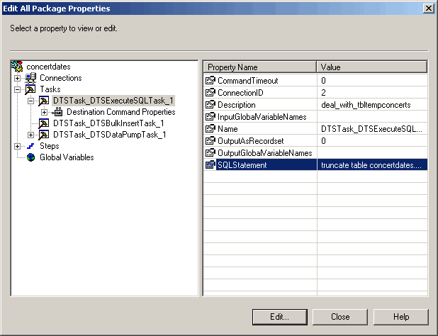Modifying the SQL Statement in the Execute SQL Task