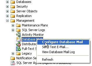 configure database mail from ssms