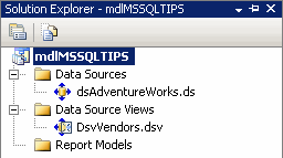 View of Solution Explorer with Data Source View
