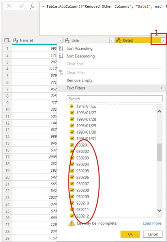 Diagram showing errors on value from Column from Examples