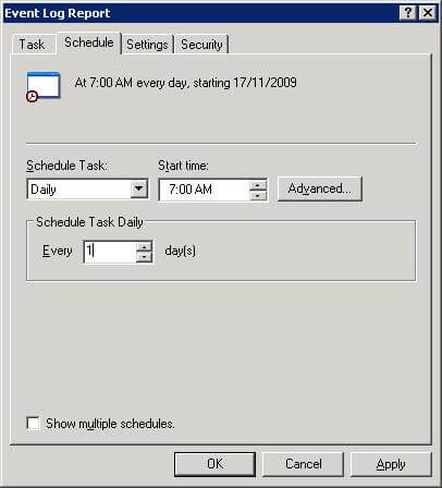 The Windows scheduled task executes every morning at 7:00 AM