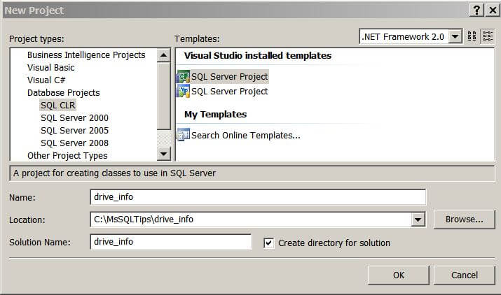 either a C# SQL Server Project  or a VB.Net SQL Server Project in the Database Project\SQL CLR section