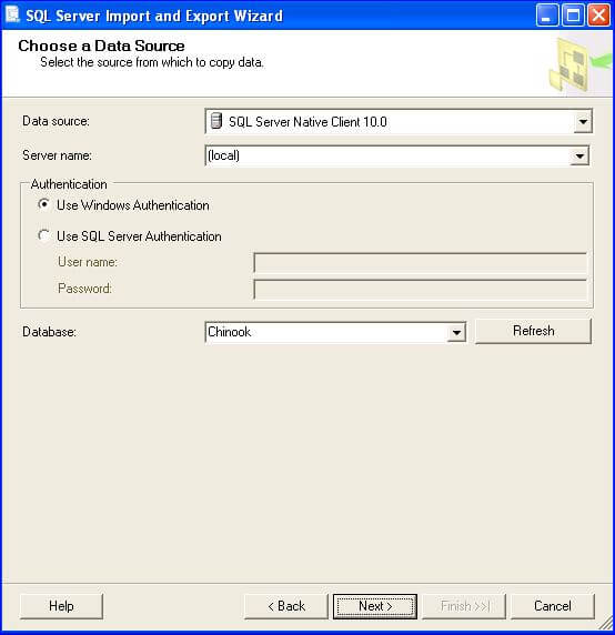 launch the Import and Export Data wizard from the SQL Server program group
