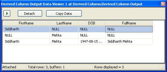 the FullName field that we created in the Derived Column transformation is not providing the desired output 