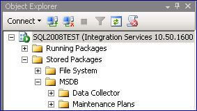 connect to Integration Services using SQL Server Management Studio (SSMS) and expand the Stored Packages node