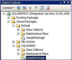 You will now see the SamplePackage deployed to the MSDB database of the SQL2008R2 instance of SQL Server