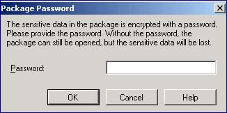 opening a package with a ProtectionLevel of EncryptSensitiveWithPassword