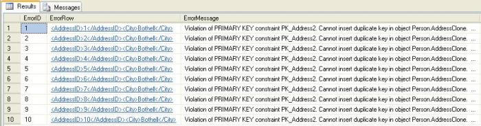  capture error messages reported by the target system while loading data from SSIS
