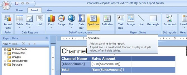  Click Sparkline on the Insert tab 