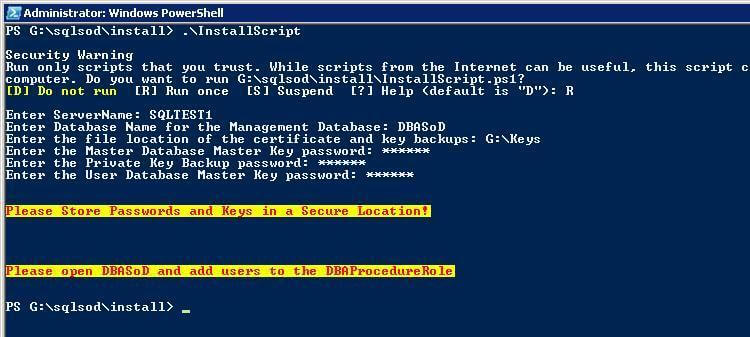 using powershell to install the separation of duty framework