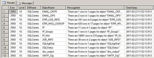 query the table dbcc_history to see your data