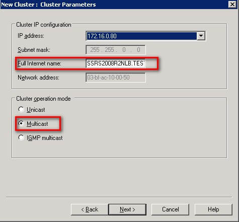 new cluster: cluster parameters