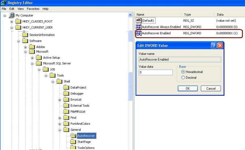 in the registry editor go to the path for sql server 2005 and sql server 2008
