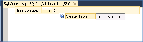 create table from the snippet picker