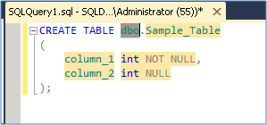 table creation script template