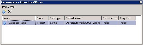 ssis project parameters window