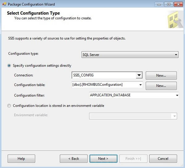 click add to launch the package configuration wizard