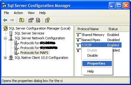 sql server configuration manager port number