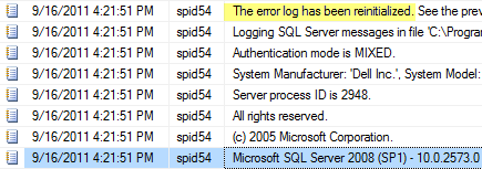 sql server log initialized