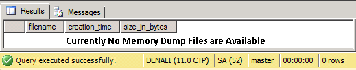 sys.dm_server_memory_dumps Dynamic Management View
