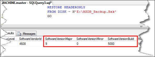 Backup file information by using RESTORE HEADERONLY