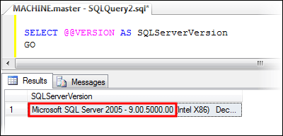 Get SQLServer Version by using Version variable