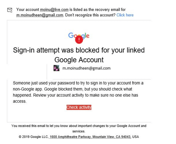 gmail blocked for linked account
