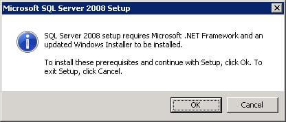 SQL Server 2008 Installation Message for .NET Framework