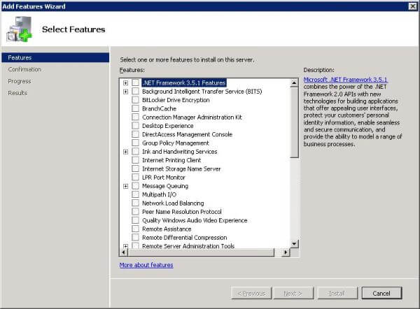 Windows Server Manager: adding .NET Framework 3.5