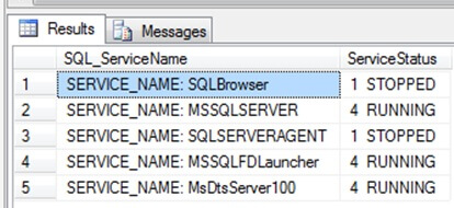 sql server services status output