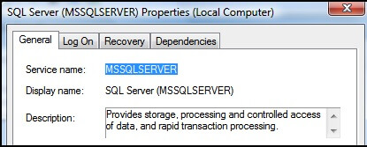 sql server services info