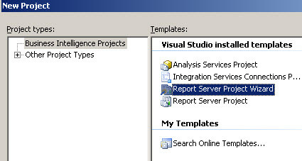 Select the Report Server Project Wizard