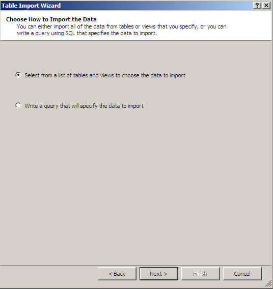 Choose How to Import the Data
