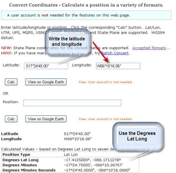 Convert the latitude and longitude to a SQL Server format