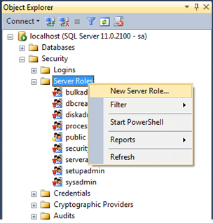 Create a Server Role in SSMS