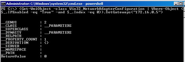 Assign default gateway address using Windows PowerShell