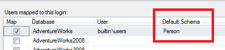 Setting the default schema for a Windows group with SSMS