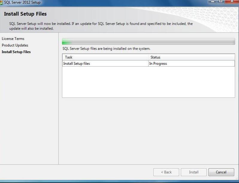 Click Install to install setup files.