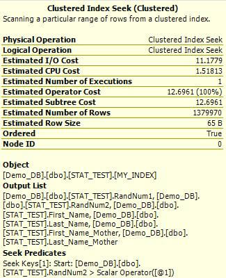 sql server estimated execution plan properties