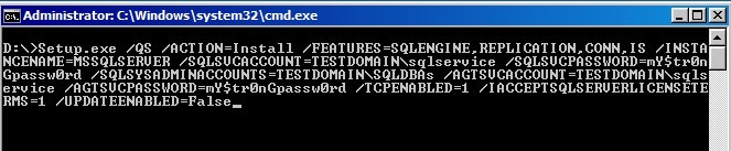 SQL Server 2012 Installation using command-line switches