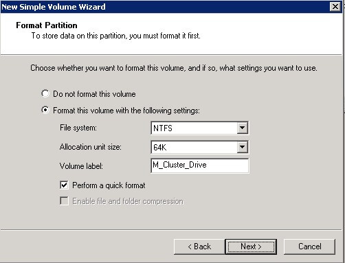 the Format Partition dialog box
