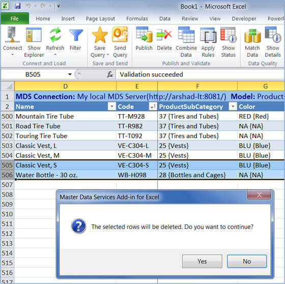 Deleting MDS records in Excel